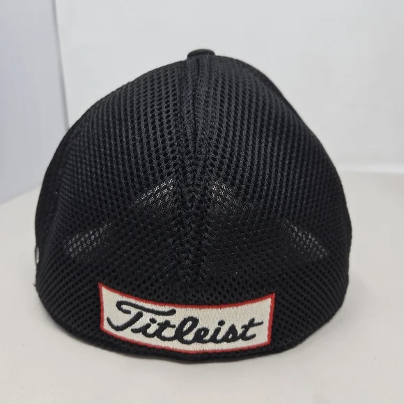 Titleist FJ Pro V1 Black Golfing Casual Hat Sz Med To Large White Lettering Mesh - Picture 3 of 9